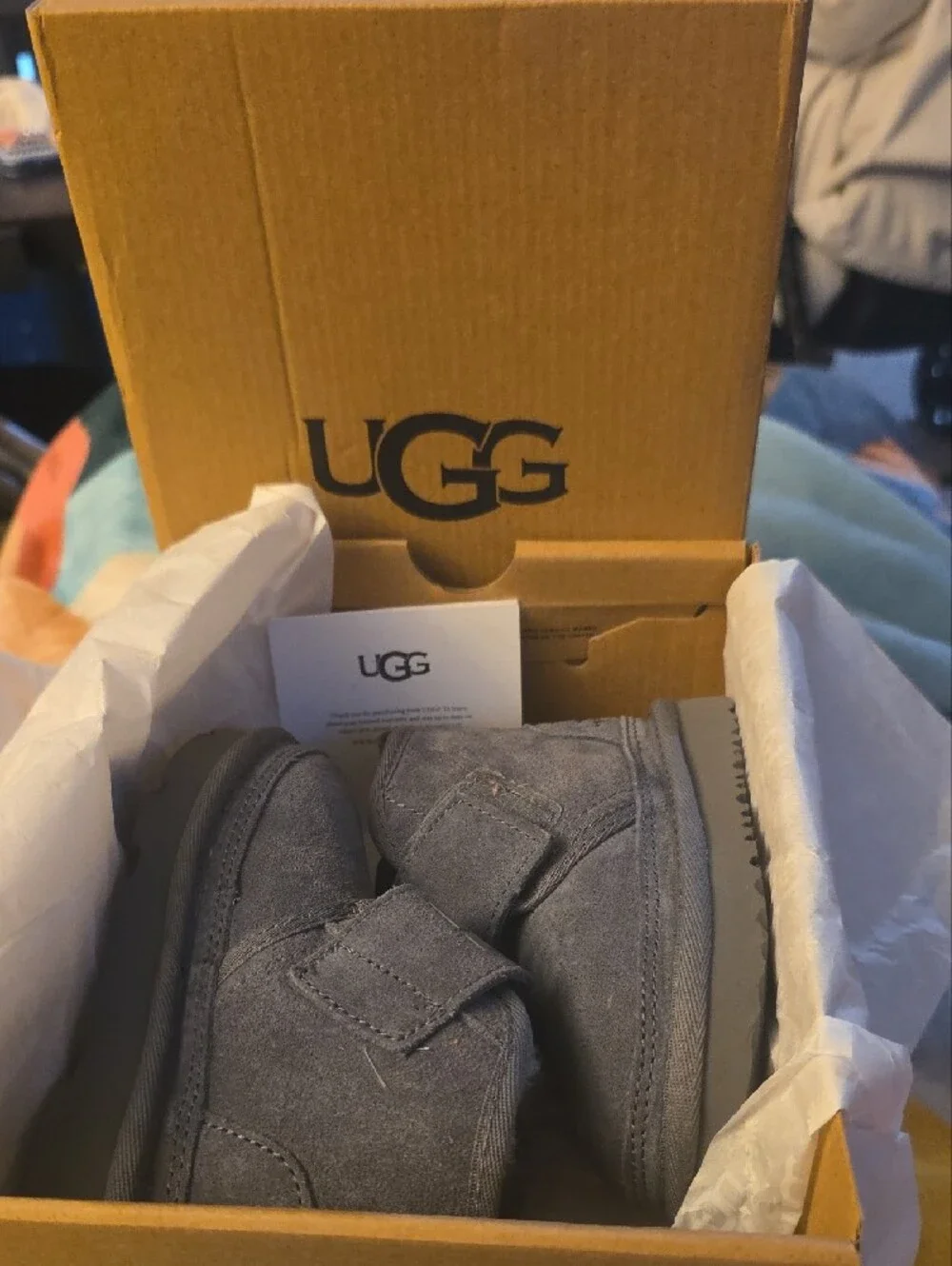 UGG Kids Charcoal Suede Shearling-Lined Boot
